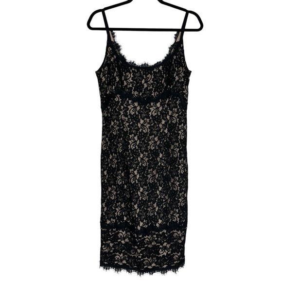 Diane Von Furstenberg Olivia Black And Nude Floral Lace - Picture 2 of 13